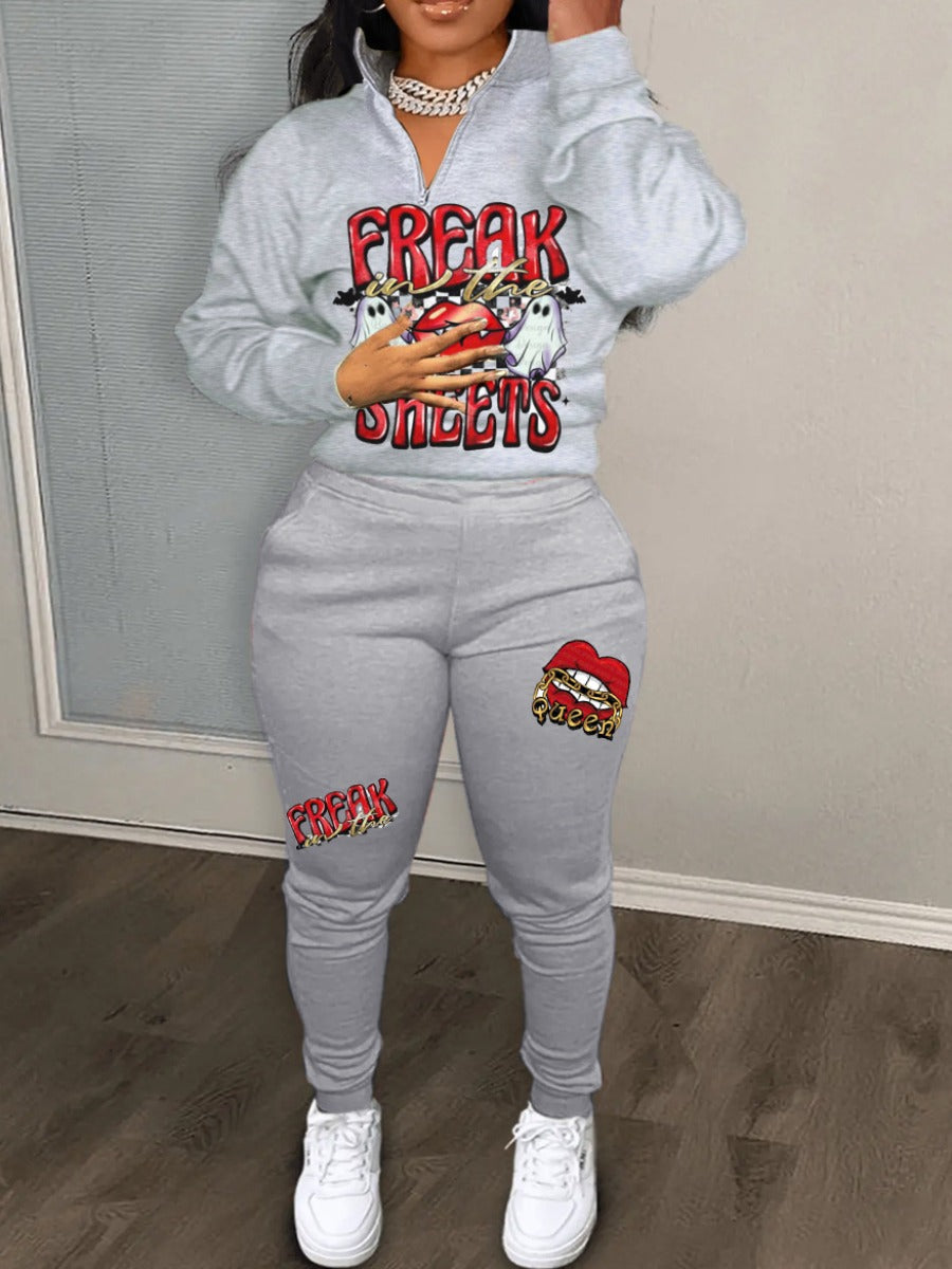 Cartoon Letter Print Pants Set Bo2157