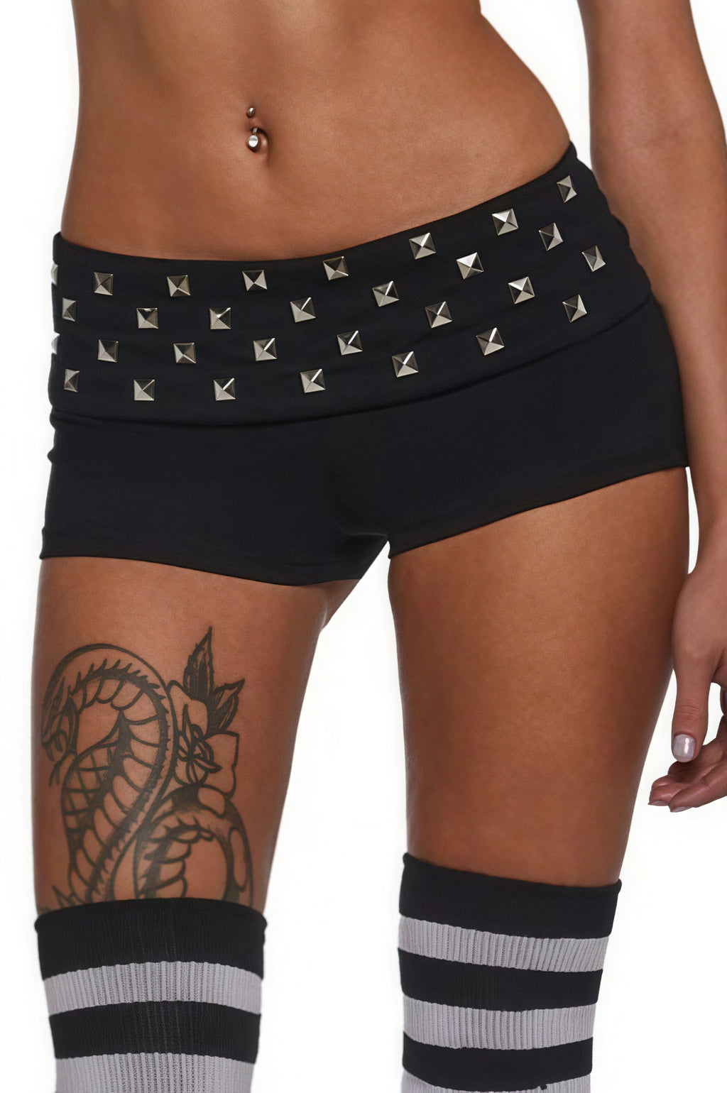 Black Rivet Skinny Hot Shorts