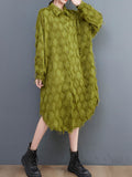 Stylish Long Sleeves Loose Tasseled Color High-neck Midi Dresses