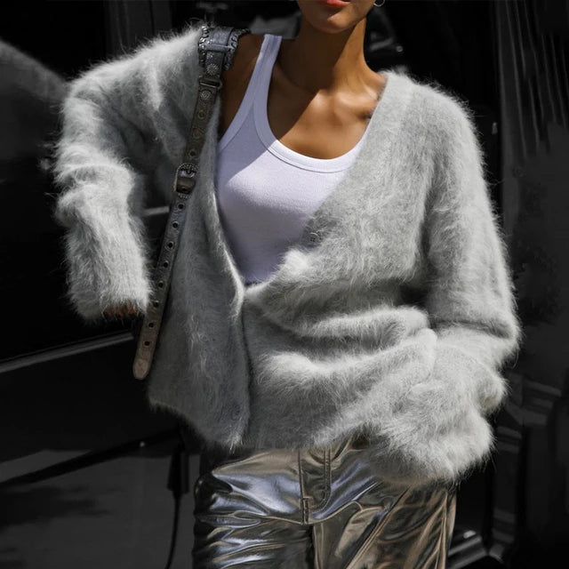 Knitted Cardigan V Nekc Loose Long Sleeve Sweater Female Autumn Winter New Cardigans