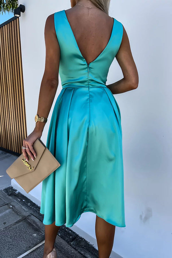 Hold You in My Memory Satin Midi Dress