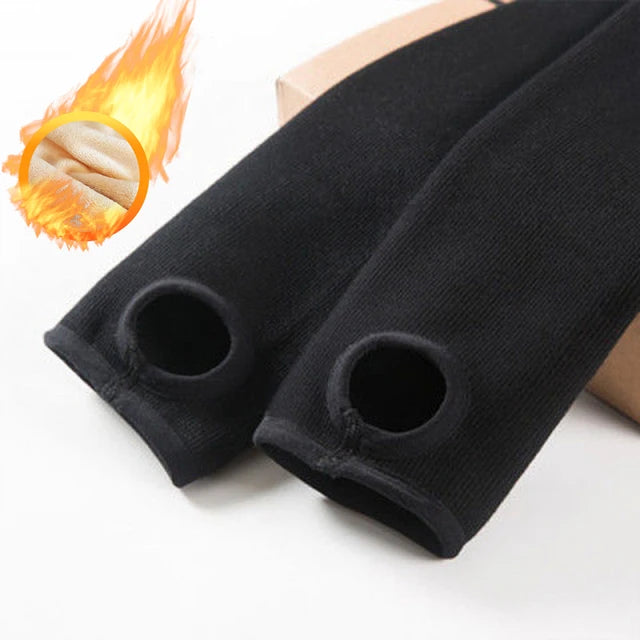 Warm Fleece Lined Super Thick Warm Leggings Winter Spandex Ribbed Slim Pattern Leggins Winter High Waist Basic Pants