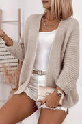 Puff-sleeve Knit Cardigan