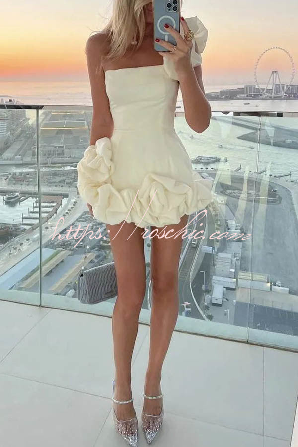 Delightful and Vibe Off Shoulder Flounce Bottom Mini Dress