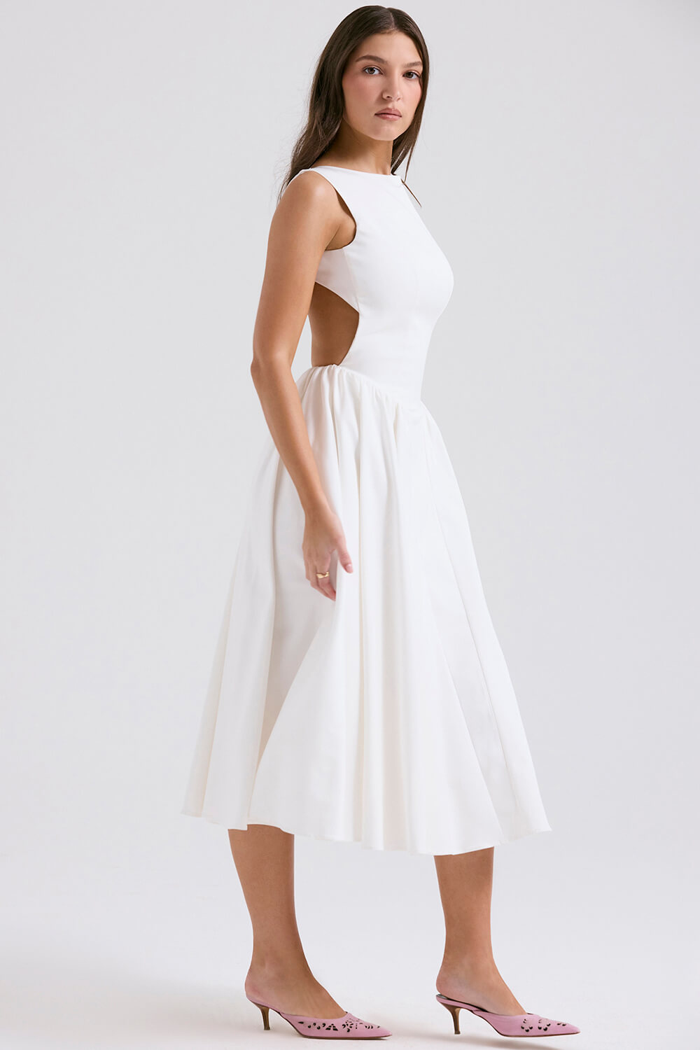 Stylish and Color Round Neck Backless Sleeveless Midi Dress