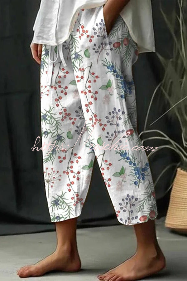 Unique Printed Button Pocket Pants