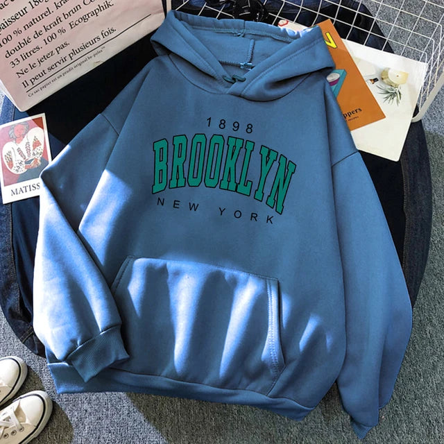 1898 Brooklyn New York Printed Hoodies Fleece Hoody Creativity Pullover Clothing Street Loose Sweatshirts ’s