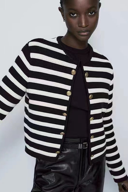 Classic Stripe Knit Cardigan