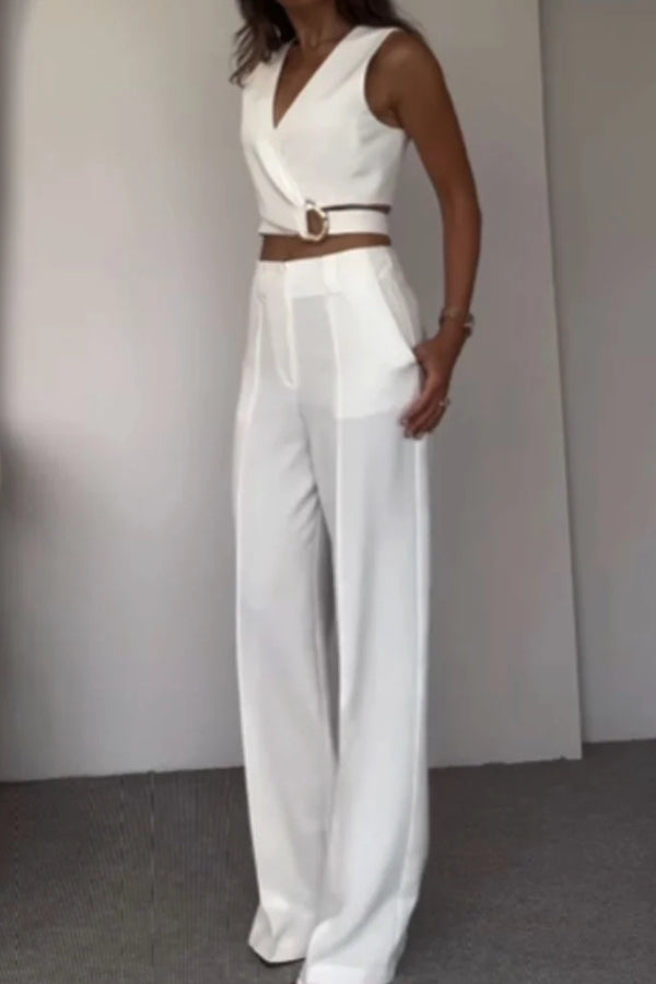 Crossover Vest & Pants Two-piece Set