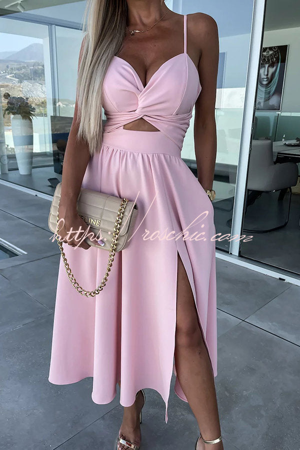 Florida Keys Cutie Pocketed Cutout Slit Midi Dress