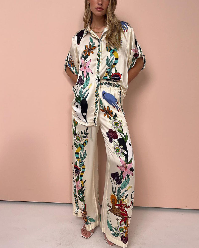 Flower Jungle Print Two-piece Set