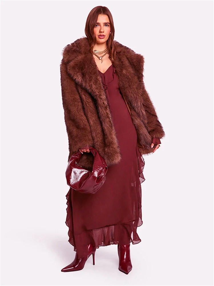 Mesh Ruffled Long Dress ’s V-neck Loose High Waist Patchwork Party Dress Female Autumn Maxi Dress New