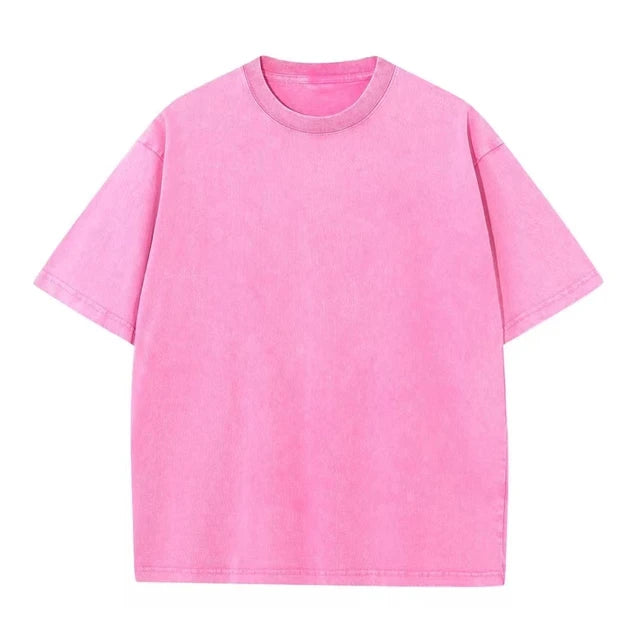 ’s Washed T-shirts Street Hip Hop Retro Punk T Shirt Harajuku Cotton Short Sleeve Acid Wash Tshirts Top