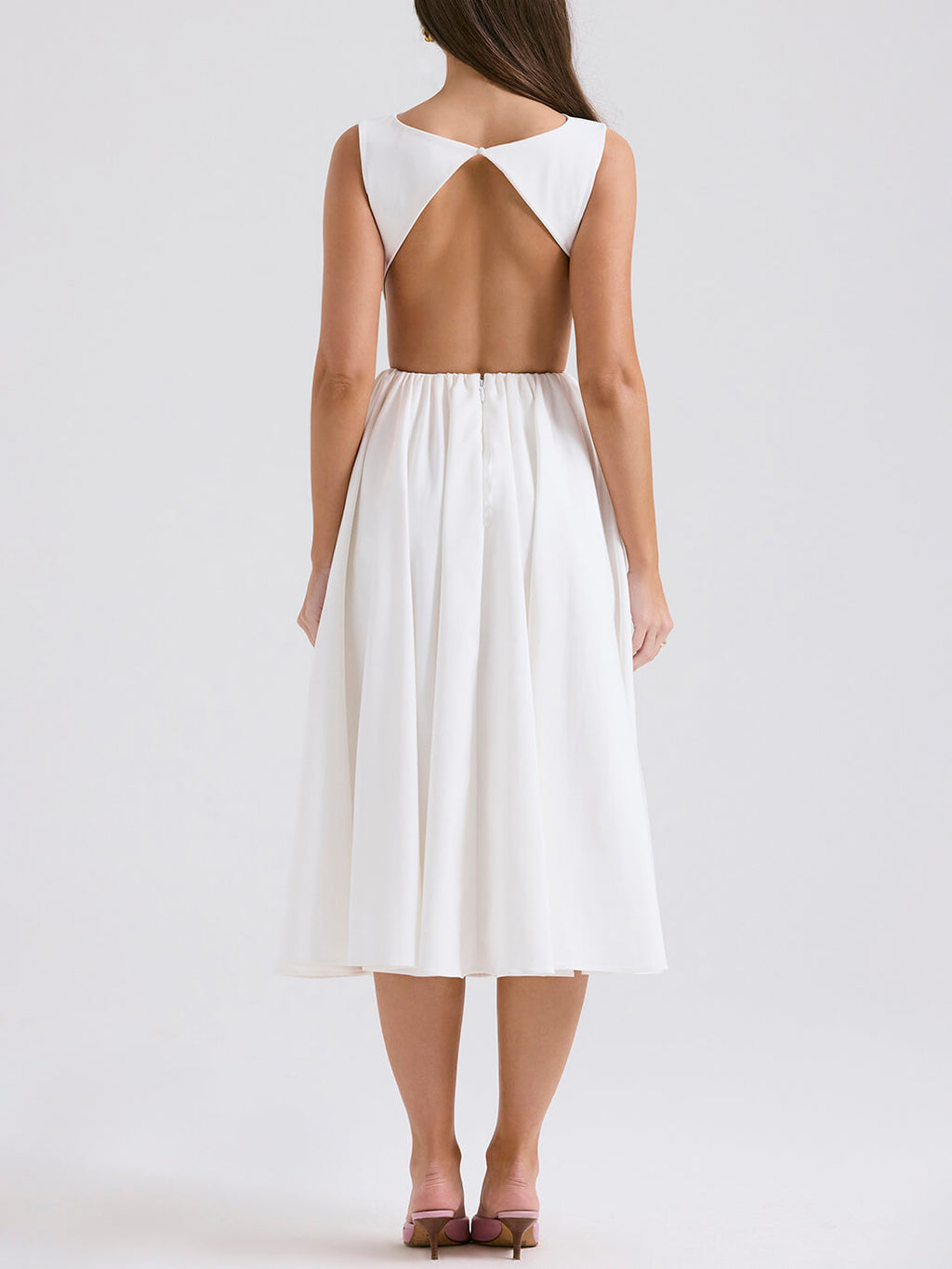 Stylish and Color Round Neck Backless Sleeveless Midi Dress
