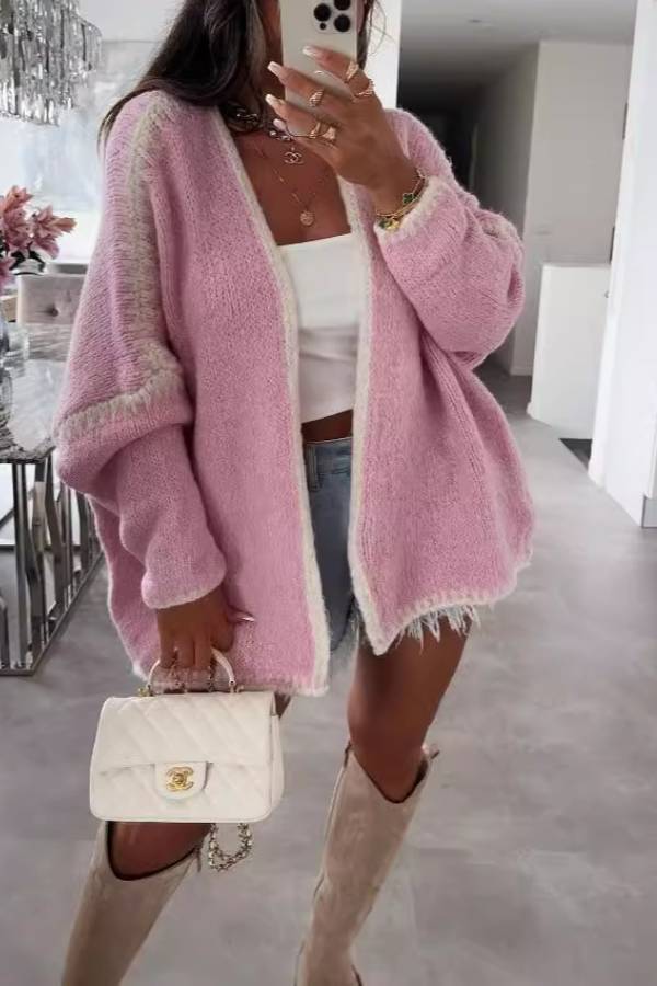Fashionable Long-sleeved Loose Knitted Cardigan
