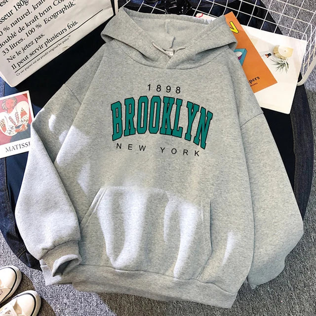 1898 Brooklyn New York Printed Hoodies Fleece Hoody Creativity Pullover Clothing Street Loose Sweatshirts ’s