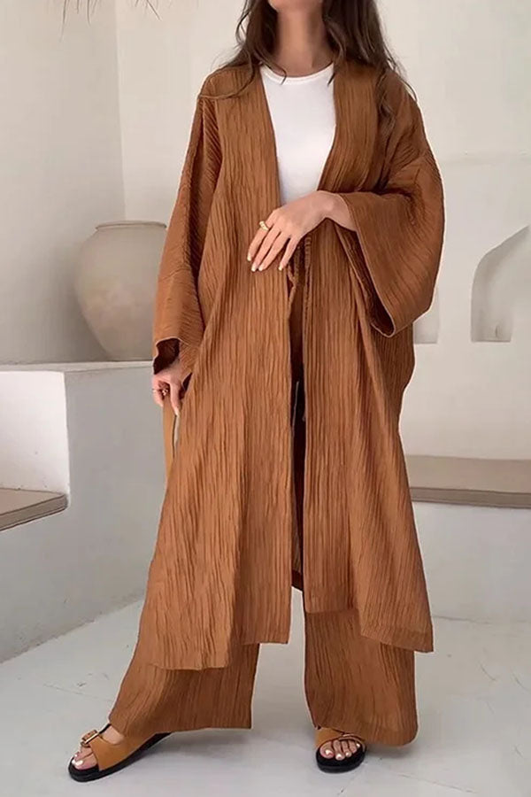 Long Slit Cardigan Two-piece Set