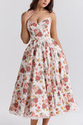 Love Is Love Print Halter Mesh Double Hem Midi Mini Dress