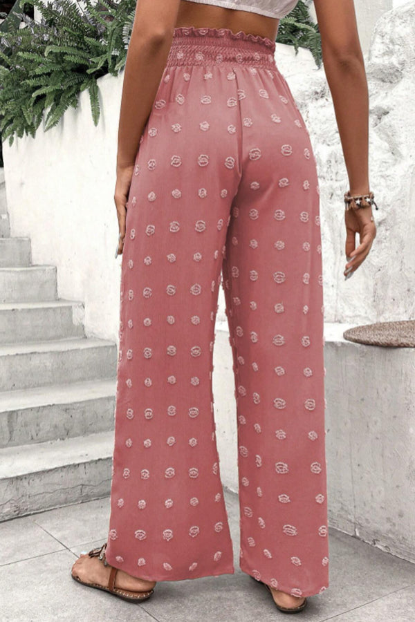 High Waist Jacquard Wide Leg Pants Trousers