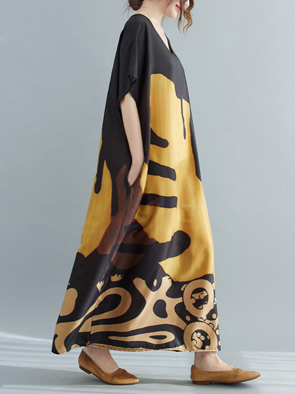 Loose Leaf Printed Midi Dress