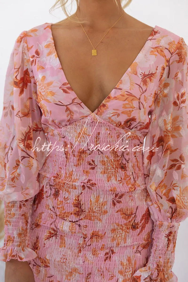 Garden Gathering Smocked Waist Midi Dress