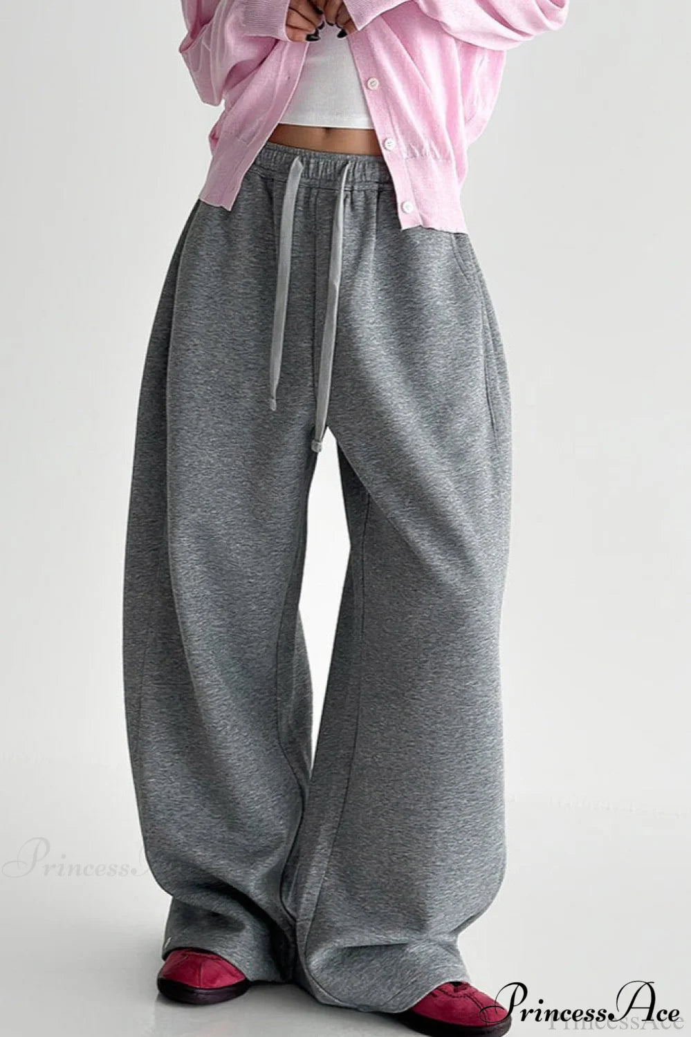Elastic High-waist Drawstring Wide Pants