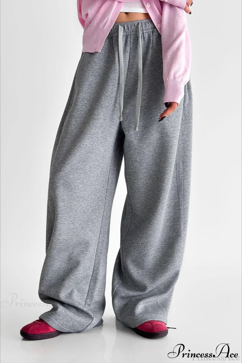 Elastic High-waist Drawstring Wide Pants