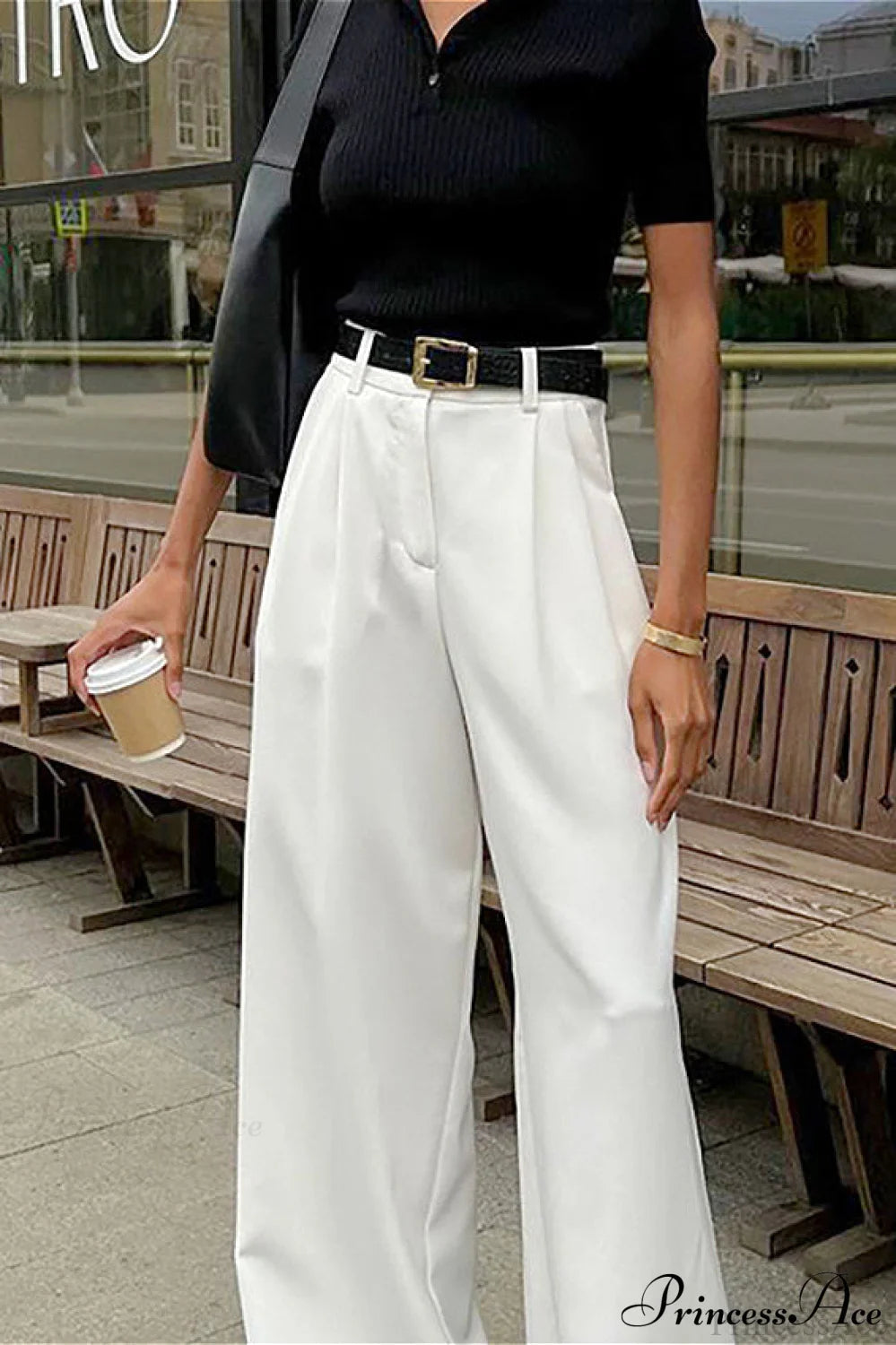 High Waist White Wide Leg Pants