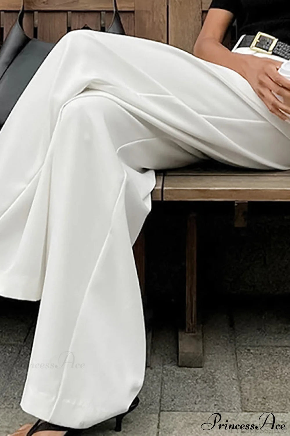 High Waist White Wide Leg Pants