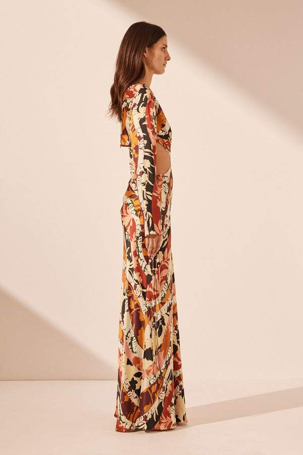 Ella Printed Cut-out Maxi Dress