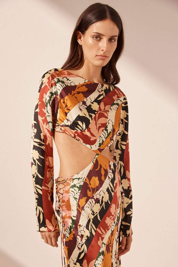 Ella Printed Cut-out Maxi Dress