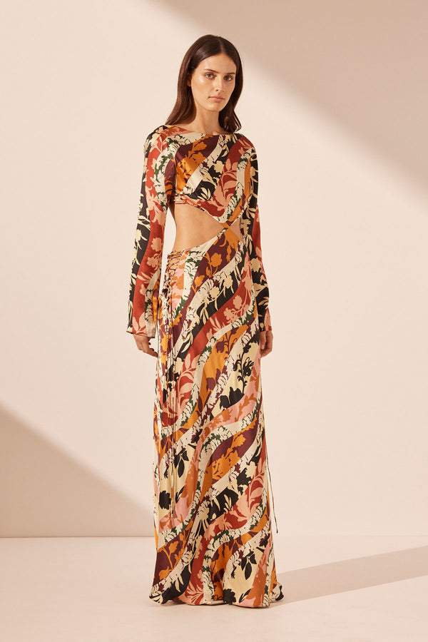 Ella Printed Cut-out Maxi Dress