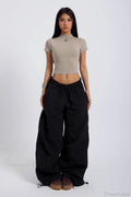 Embroidered Cargo Street Straight Leg Pants