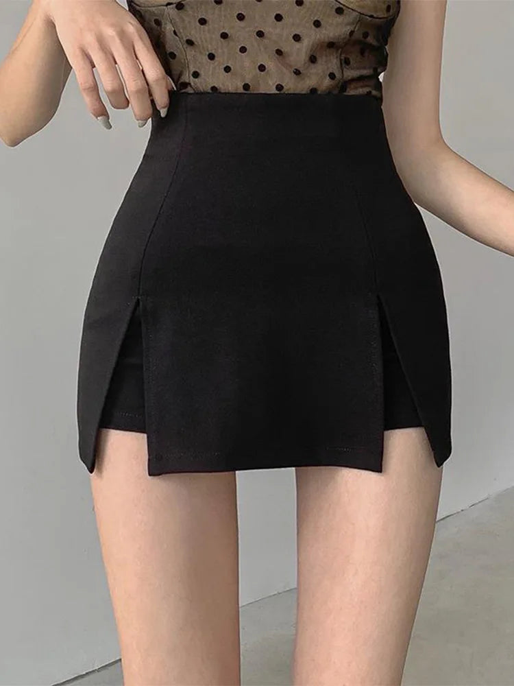 Split Shorts Skirt ’s Office Suit Skirt Summer New Black Mini A-line Pants Skirt High Waist Wide Leg Shorts
