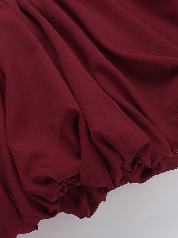 Long Sleeves Skinny Pleated Color Split-joint Round-neck Mini Dresses