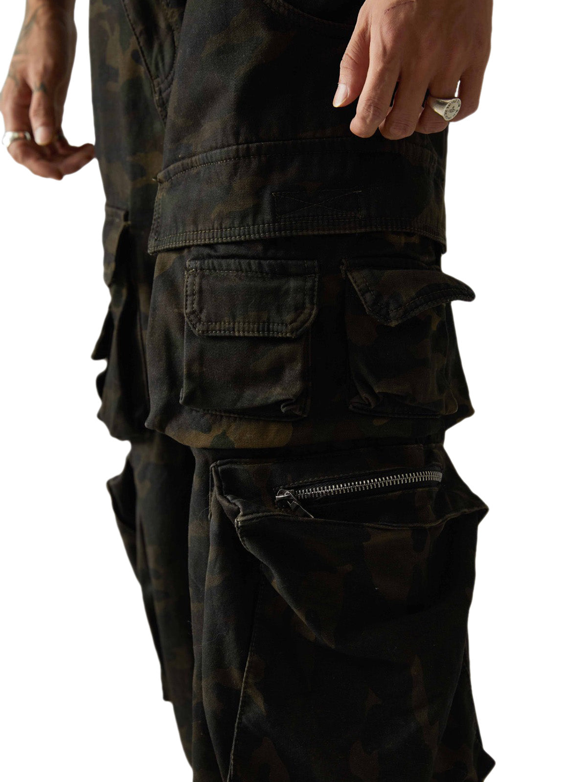 Camo Wide-leg Cargo Overalls - Style