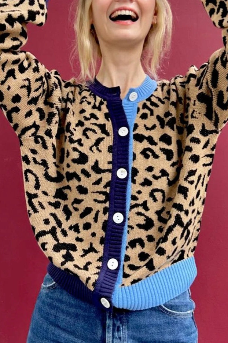 Y2k Leopard Knit Cardigan