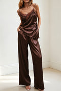 V Neck Cami With Flowy Pants Two Piece Set