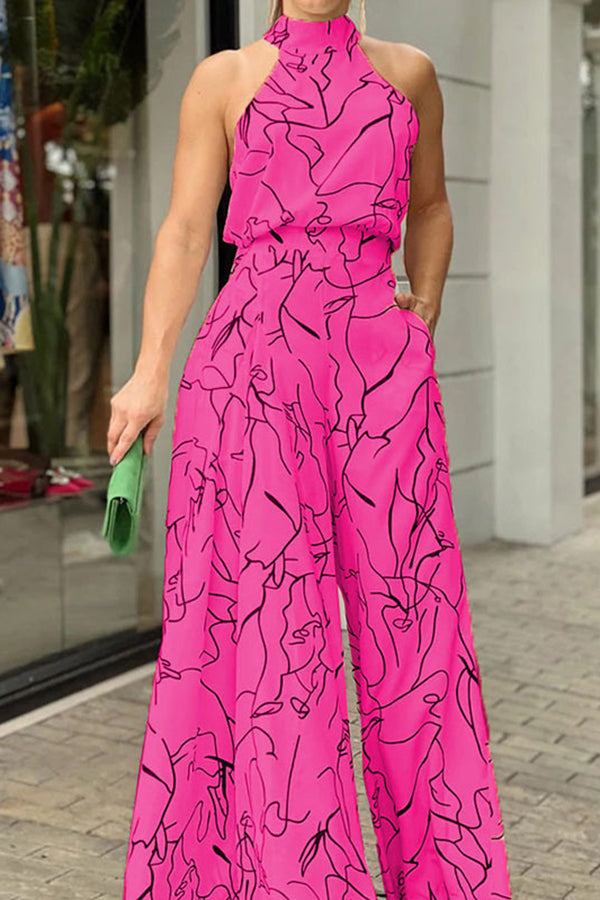 Broadway Abstract Print Halter Jumpsuit