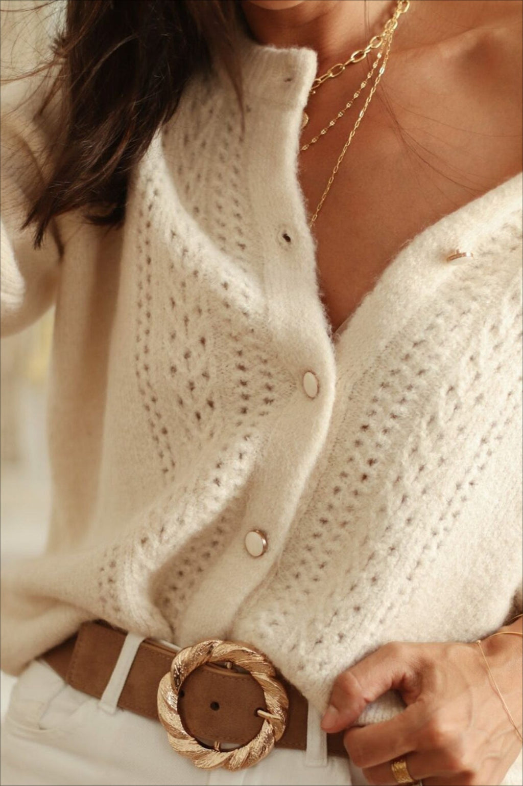 Hollow Out Knit Cardigan Sweater