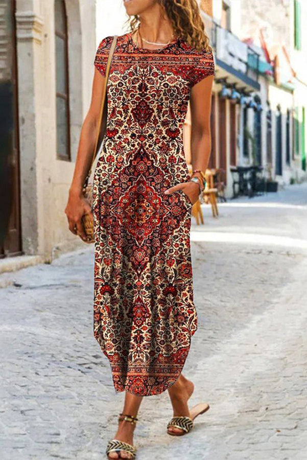 Ada Pocketed Daily /vacation Stretch Midi Dress