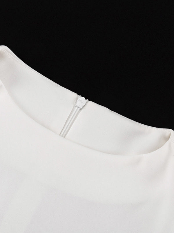 Bodycon Long Sleeves Color Split-joint Zipper Round-neck Mini Dresses