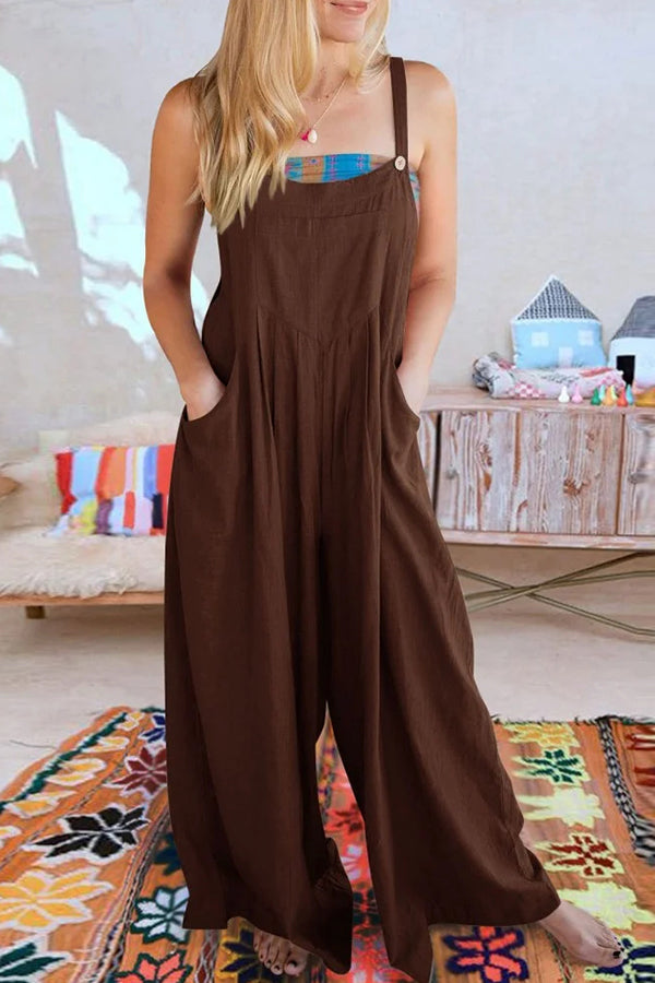 Loose Wide Leg Insert Pocket Jumpsuit