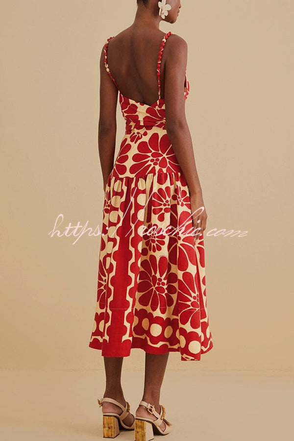 Vivid Dreams Unique Print Slip Midi Dress