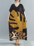 Loose Leaf Printed Midi Dress
