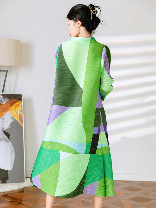 Original Loose Contrast Color Split-joint Midi Dress