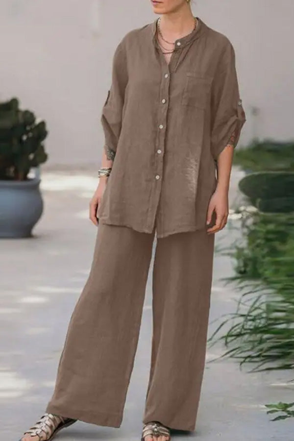Loose Color Shirt Pants Set