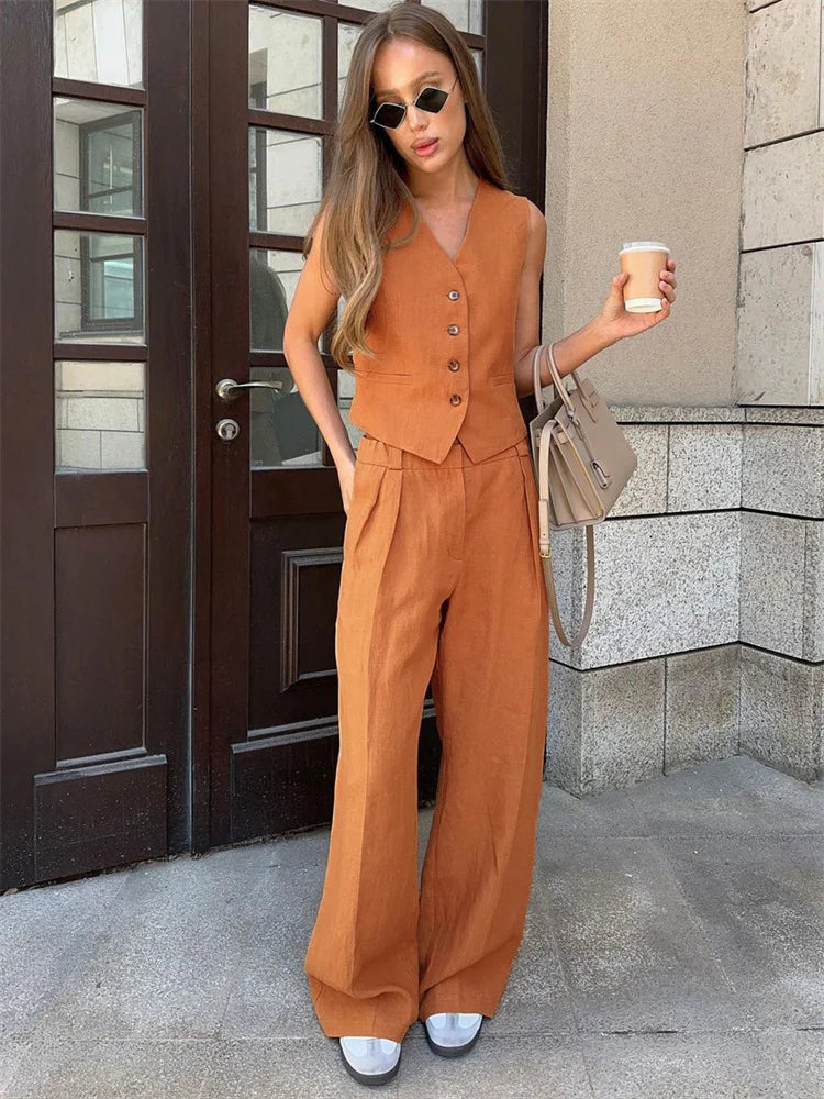 2 Piece-set Wide Leg Trousers Patchwork High Waist Straight Legg Outfits Vestidos ’s Pants Sets