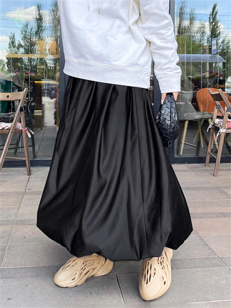 Satin White Skirts High Street Pleated Maxi Skirts for Spring New Evening Nighy Party Skirts