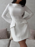 Bodycon Long Sleeves Color Split-joint Zipper Round-neck Mini Dresses